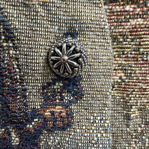 Vintage 80s Tapestry Vest Academia Motorcycle Boho Edwardian - Picture 11 of 16